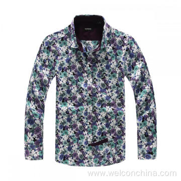 Slim Fit Brightly Colored Floral Pattern Men Shirt